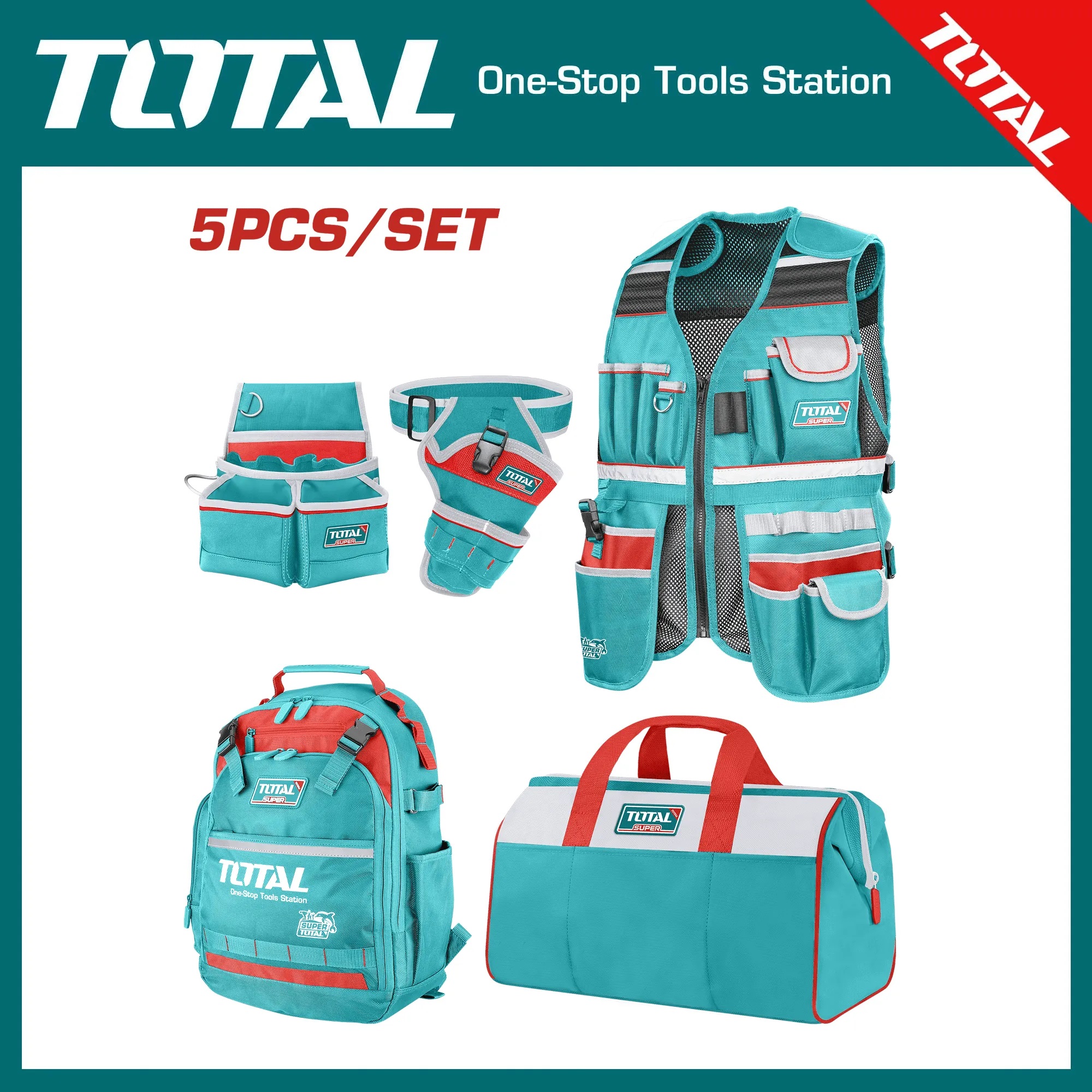 TOTAL TOS23090 5Pcs Tools Bag combo set, Portable Tool Bag | Model: TOS23090