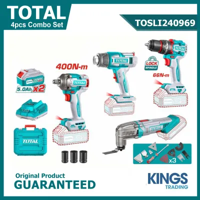 TOTAL TOSLI240969 Li-ion 4 Pcs Combo Kit | Brushless Impact Wrench, Impact Drill, Heat Gun & Multi-Tool | 2 × 5.0Ah Batteries | Model: TOSLI240969_img_4