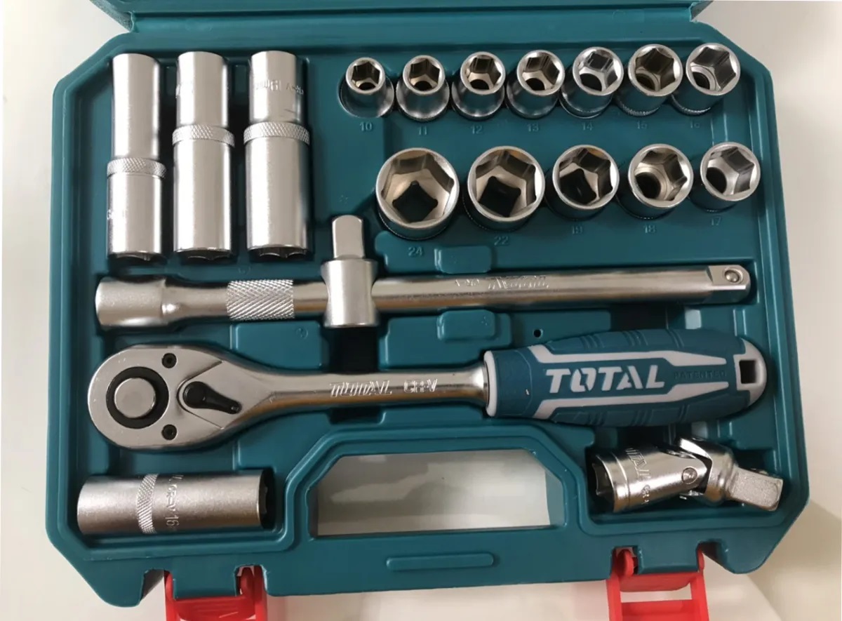TOTAL THT121201 20 Pcs 1/2" Socket Set | 72-Tooth Ratchet | Cr-V Steel | Metric Sizes | Model: THT121201_img_6