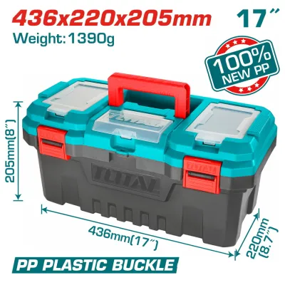 TOTAL Plastic Tool Box, 17" & 20", PP Material, High-Strength Handle, With Tray | Models: TPBX0171 | TPBX0201_img_3