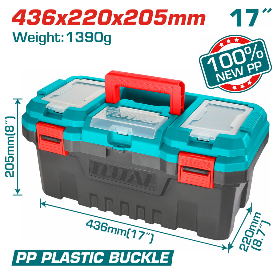TOTAL Plastic Tool Box, 17" & 20", PP Material, High-Strength Handle, With Tray | Models: TPBX0171 | TPBX0201_img_3