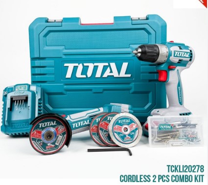 TOTAL TCKLI20278 Li-ion 2 Pcs Combo Kit | 20V | Mini Cut-Off Tool + Brushless Drill | 2 × 2.0Ah Batteries | Industrial | Model: TCKLI20278_img_5
