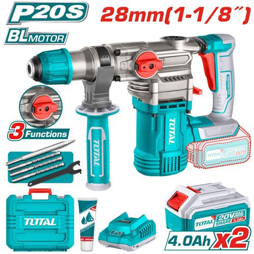 TOTAL TRHLI202882 Cordless Rotary Hammer, 20V, 4.5J Impact Energy, Brushless Motor, SDS Plus, 2 × 4.0Ah Batteries | Model: TRHLI202882_img_0