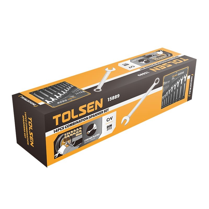 TOLSEN 15889 14Pcs Combination Spanner Set | Chrome Plated | Satin Finish | DIN3113 | Sizes 6-32mm | Model: 15889_img_5