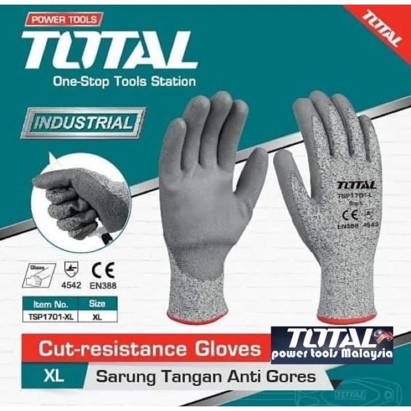 TOTAL TSP1702-XL Cut Resistance Gloves, EN388 4X43C, PU & HPPE, Anti-Static, Industrial | Model: TSP1702-XL_img_0