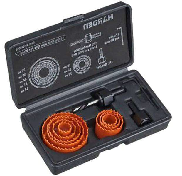 HARDEN 11 Pcs Hole Saw Kit | High Carbon Steel | For Wood, MDF, Plastic | Model: 610546
