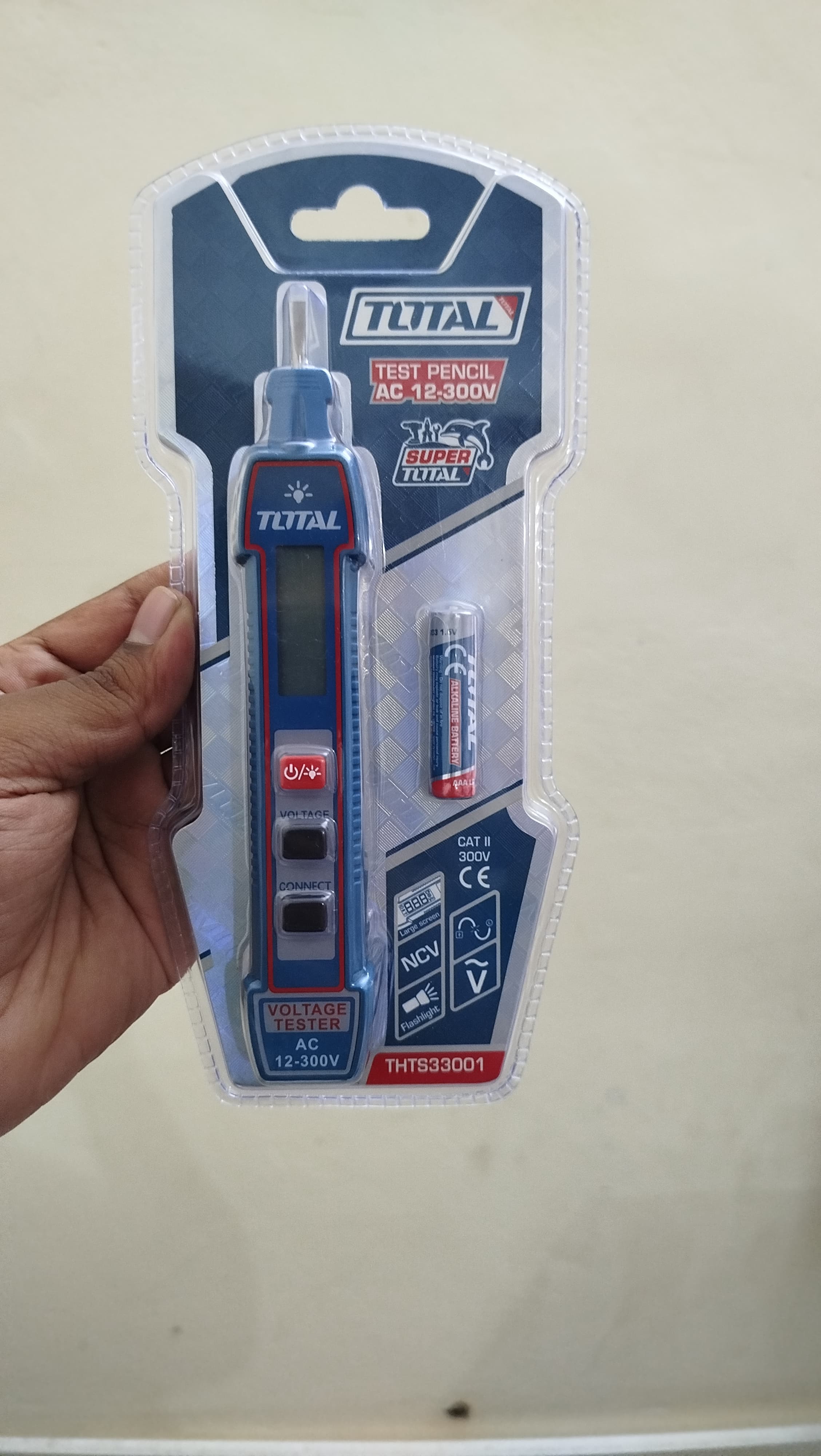 TOTAL THTS33001 Test Pencil | LCD Digital Display | Sound & Light Alarm | Auto Power Off | Battery Included | Model: THTS33001_img_1