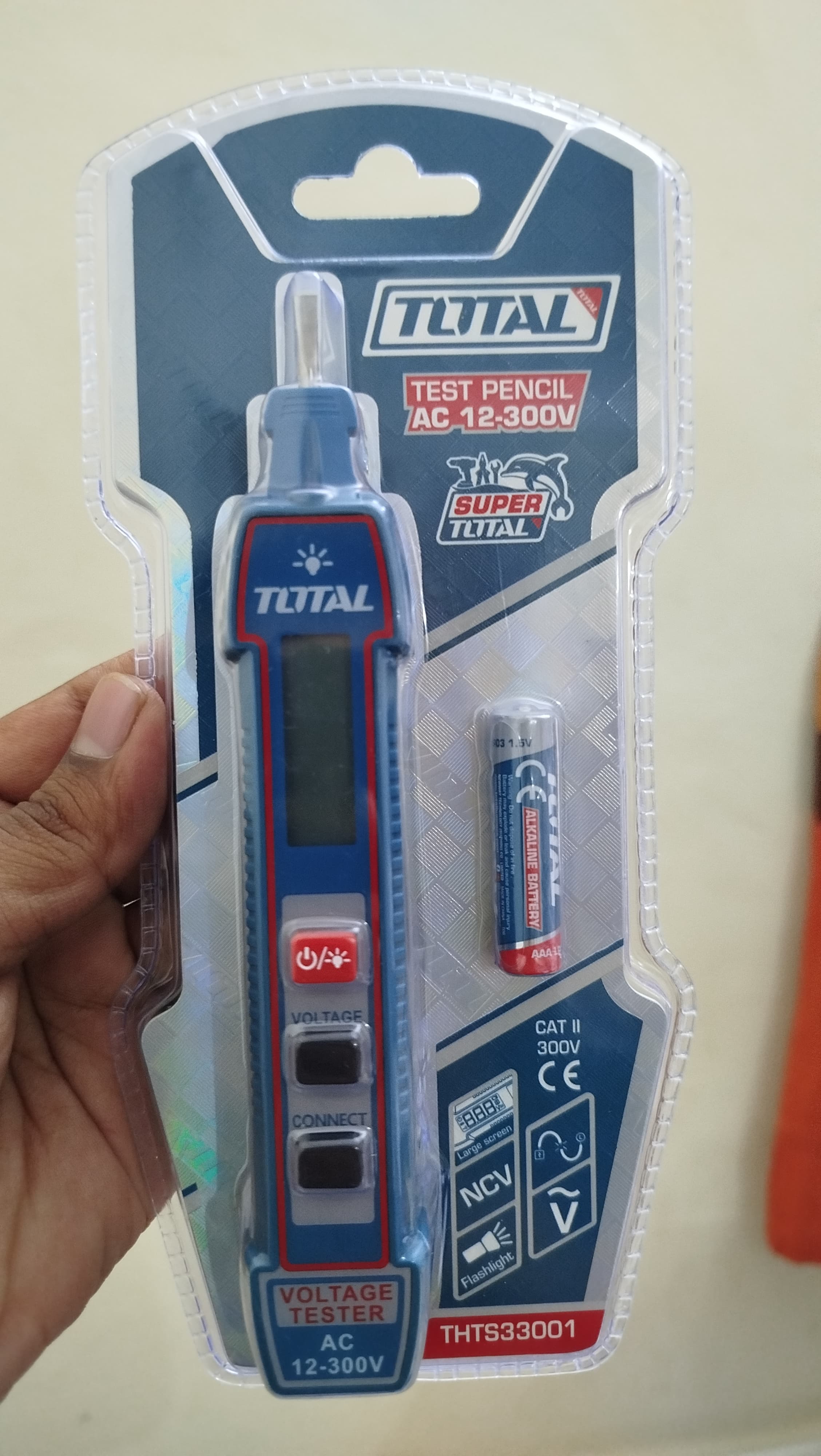 TOTAL THTS33001 Test Pencil | LCD Digital Display | Sound & Light Alarm | Auto Power Off | Battery Included | Model: THTS33001_img_2