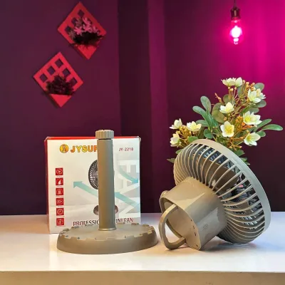 Jy Super JY-2218 Professional Rechargeable Portable Mini Table Fan Strong Wind Left to Right Oscillating Angle 45 Degrees - AC/DC_img_1