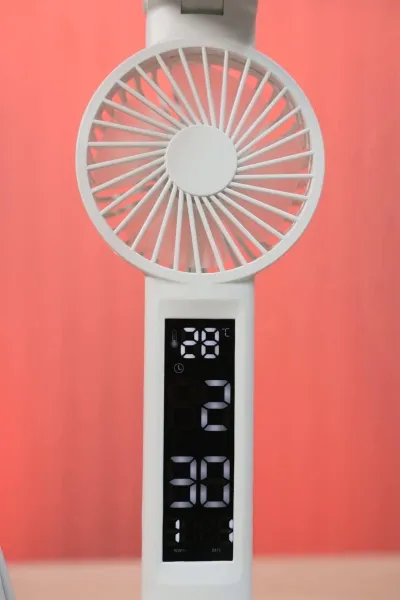3in1 Multifunction Table Lamp LED Four-headed Folding With Fan Calendar Clock USB Rechargeable Desk light 3 color Reading Lamp_img_2