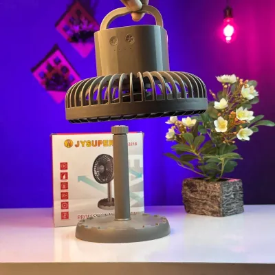 Jy Super JY-2218 Professional Rechargeable Portable Mini Table Fan Strong Wind Left to Right Oscillating Angle 45 Degrees - AC/DC_img_2