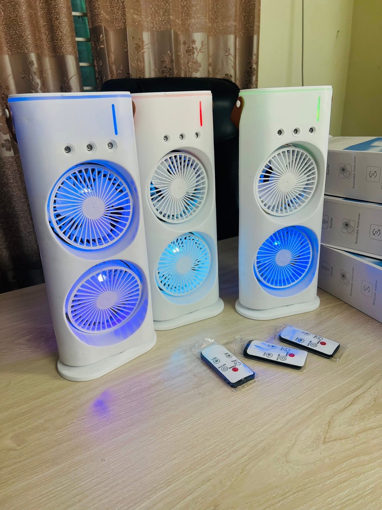 Rechargeable Remote Control Double Head Spray Cooling Fan