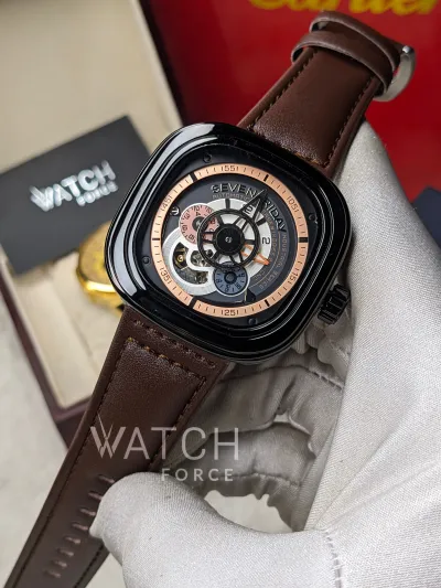 Seven Friday mechanical Watch Black Body Brown belt_img_0