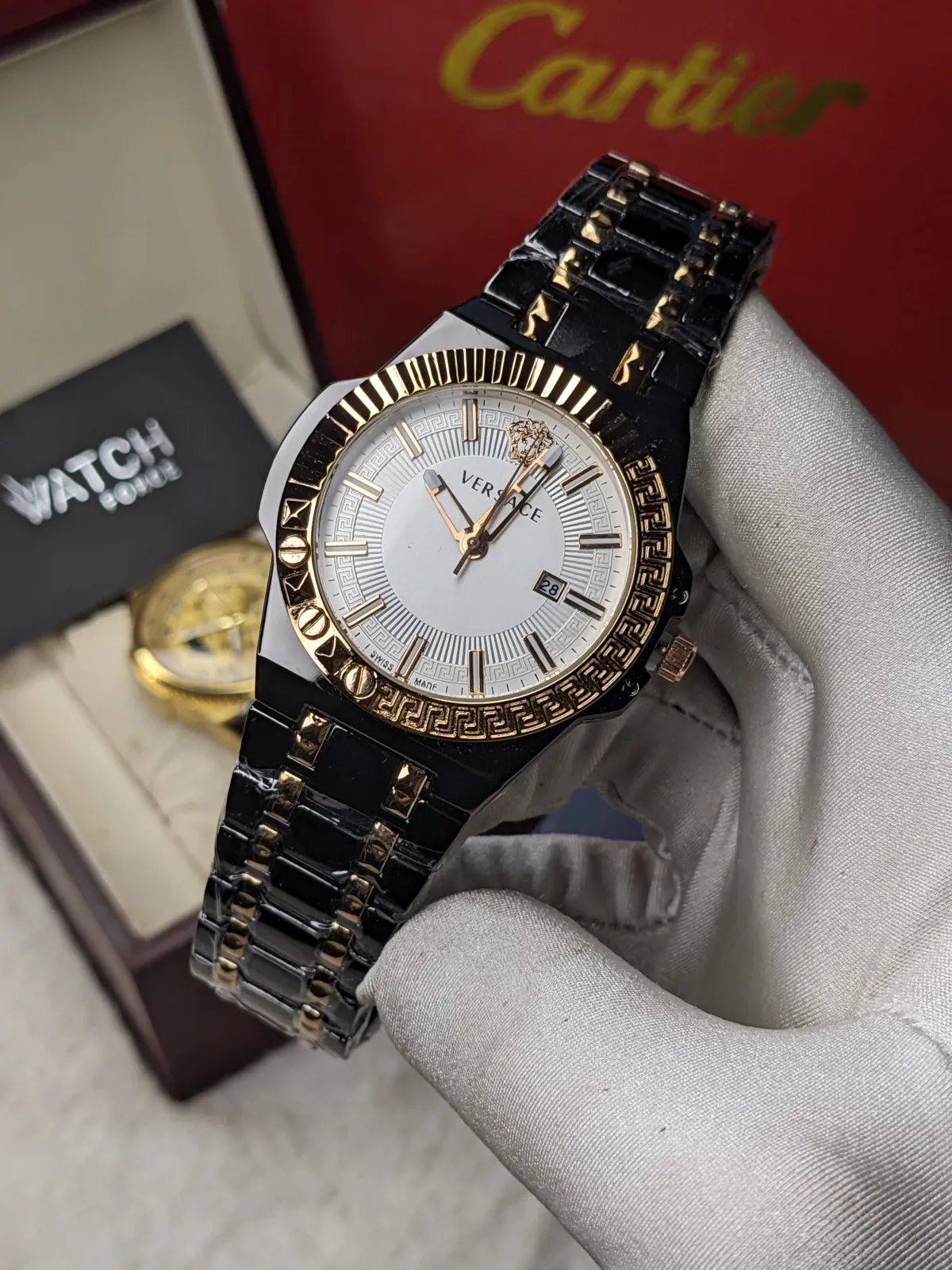 Versace Quartz Watch Black body White dial