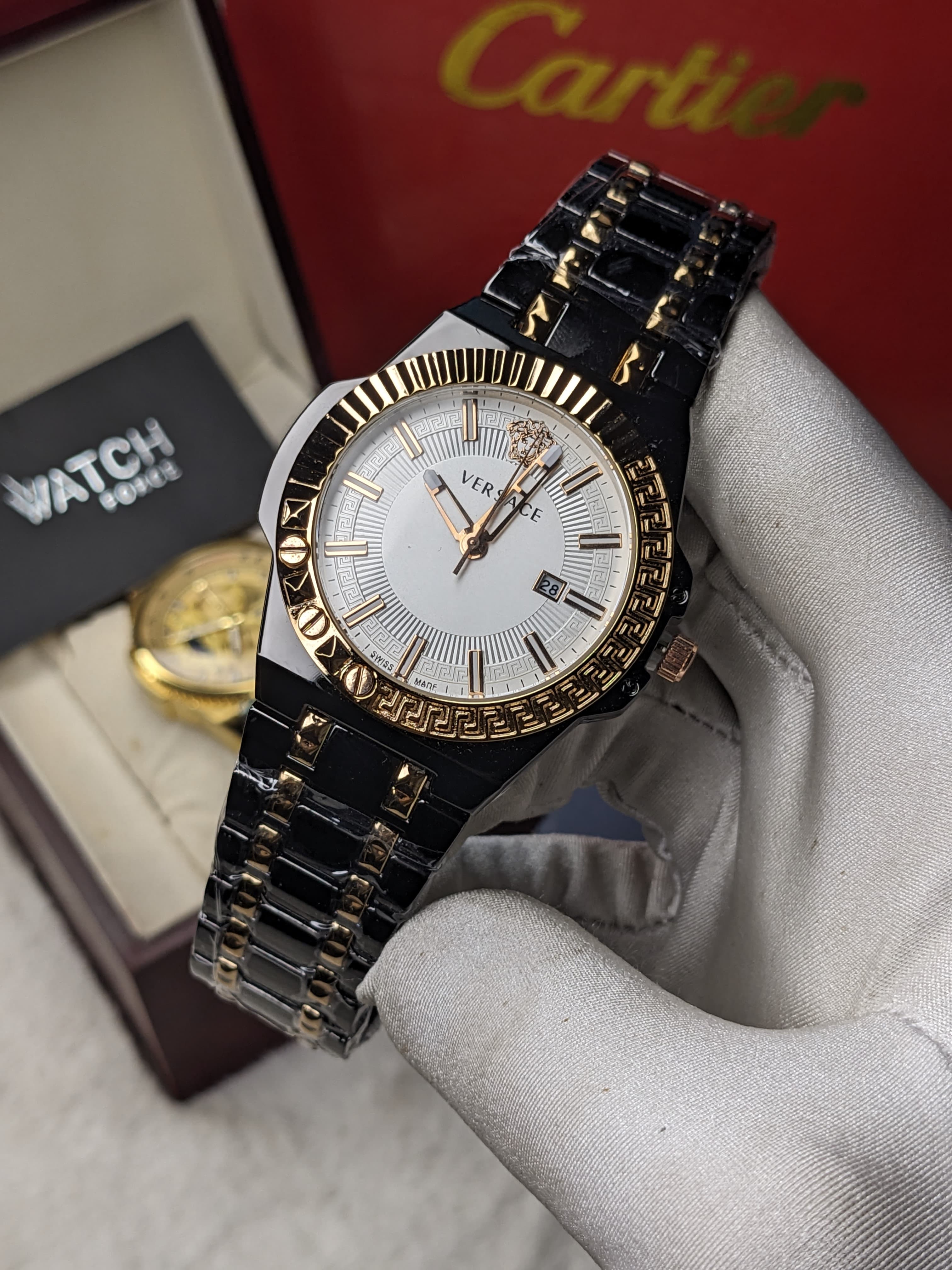 Versace Quartz Watch Black body White dial