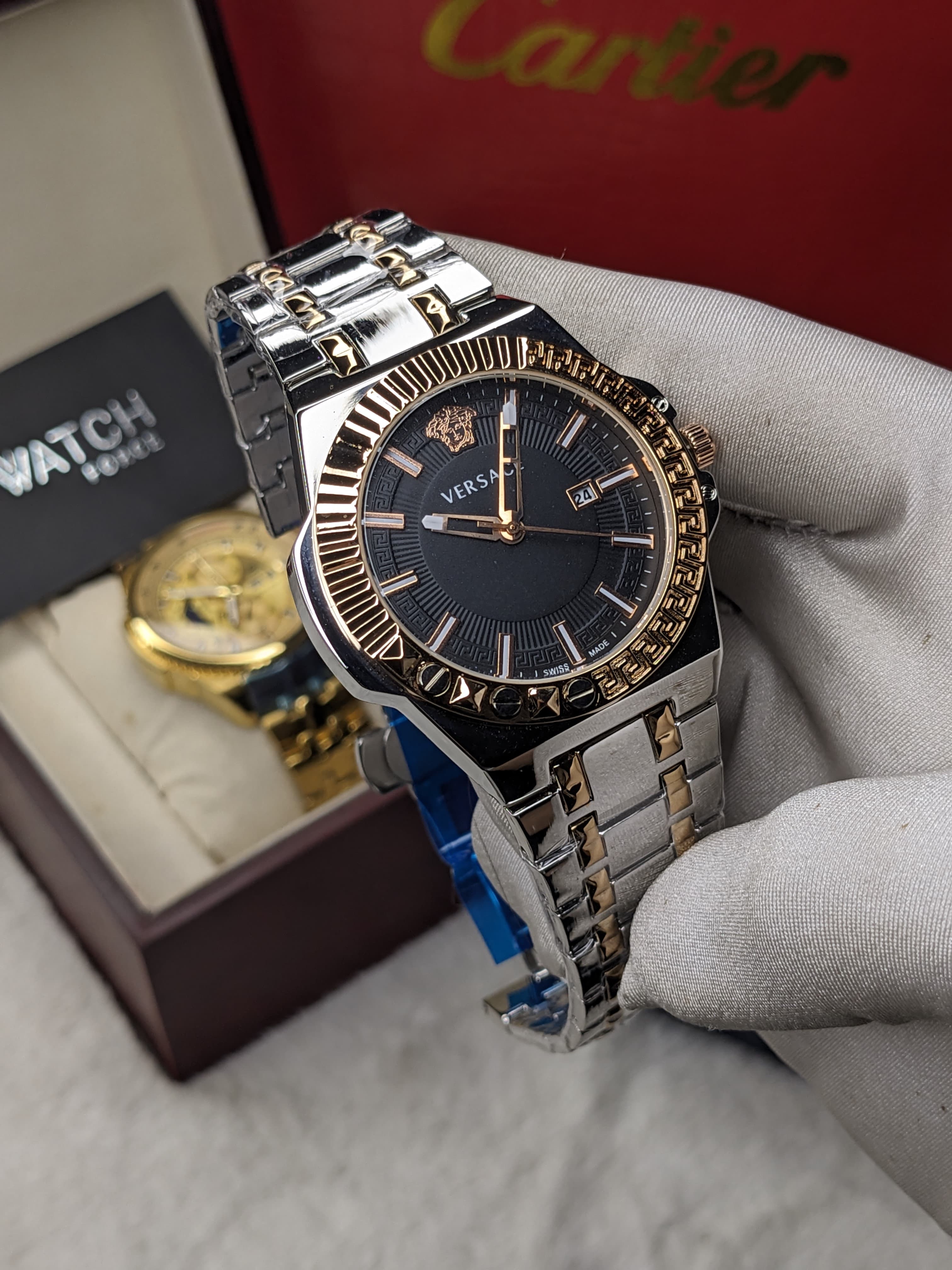 Versace Quartz Watch Silver body Black dial