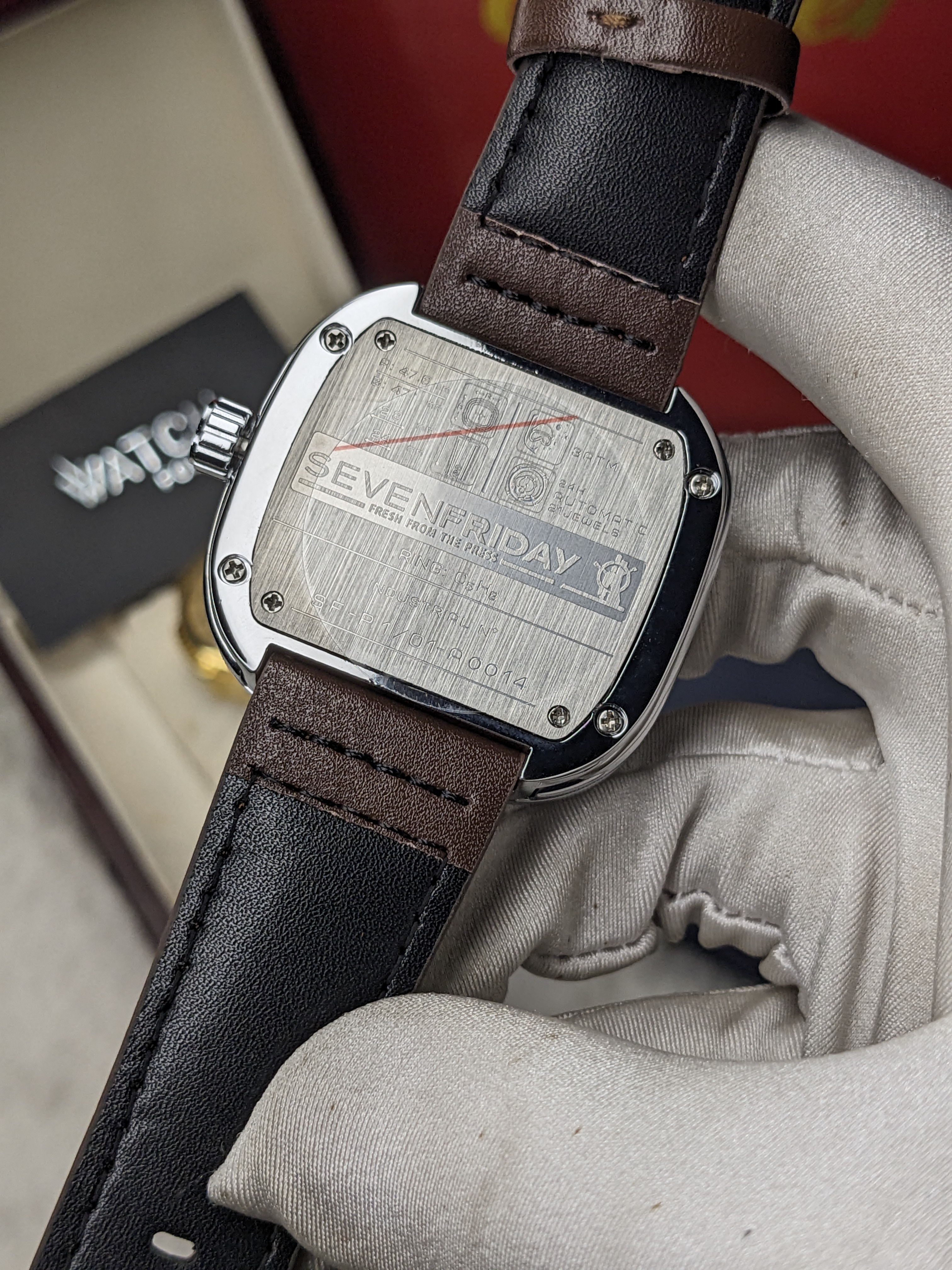 Seven Friday mechanical Watch Silver Body Brown belt_img_4