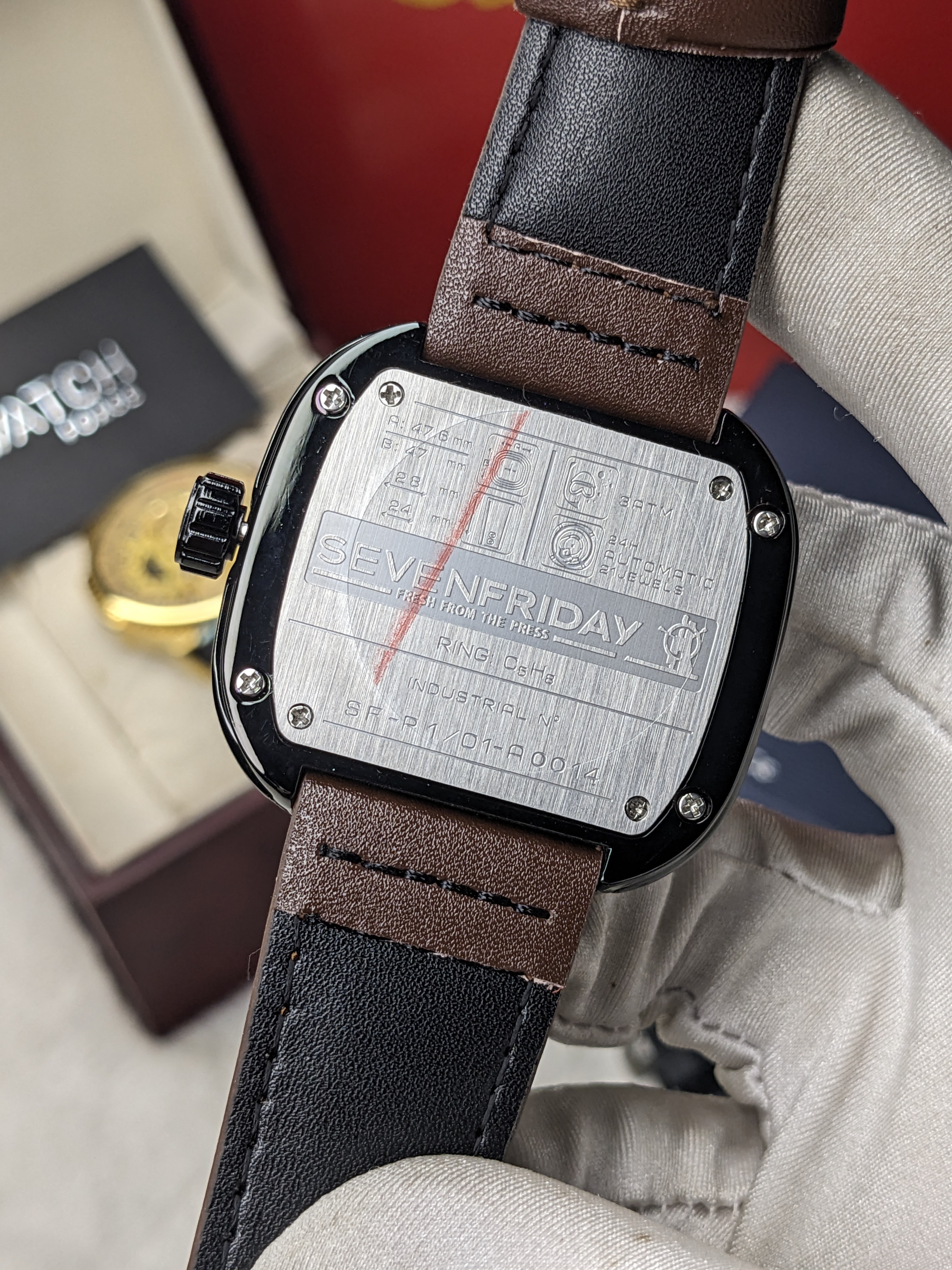 Seven Friday mechanical Watch Black Body Brown belt_img_4
