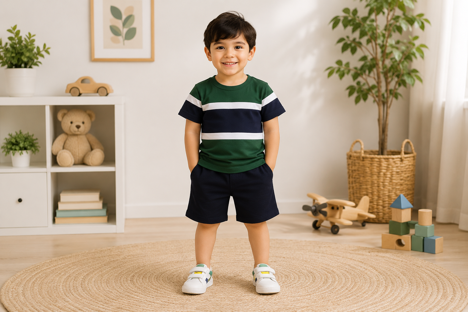 Half sleeve T-shirt and pant (Green and Black)