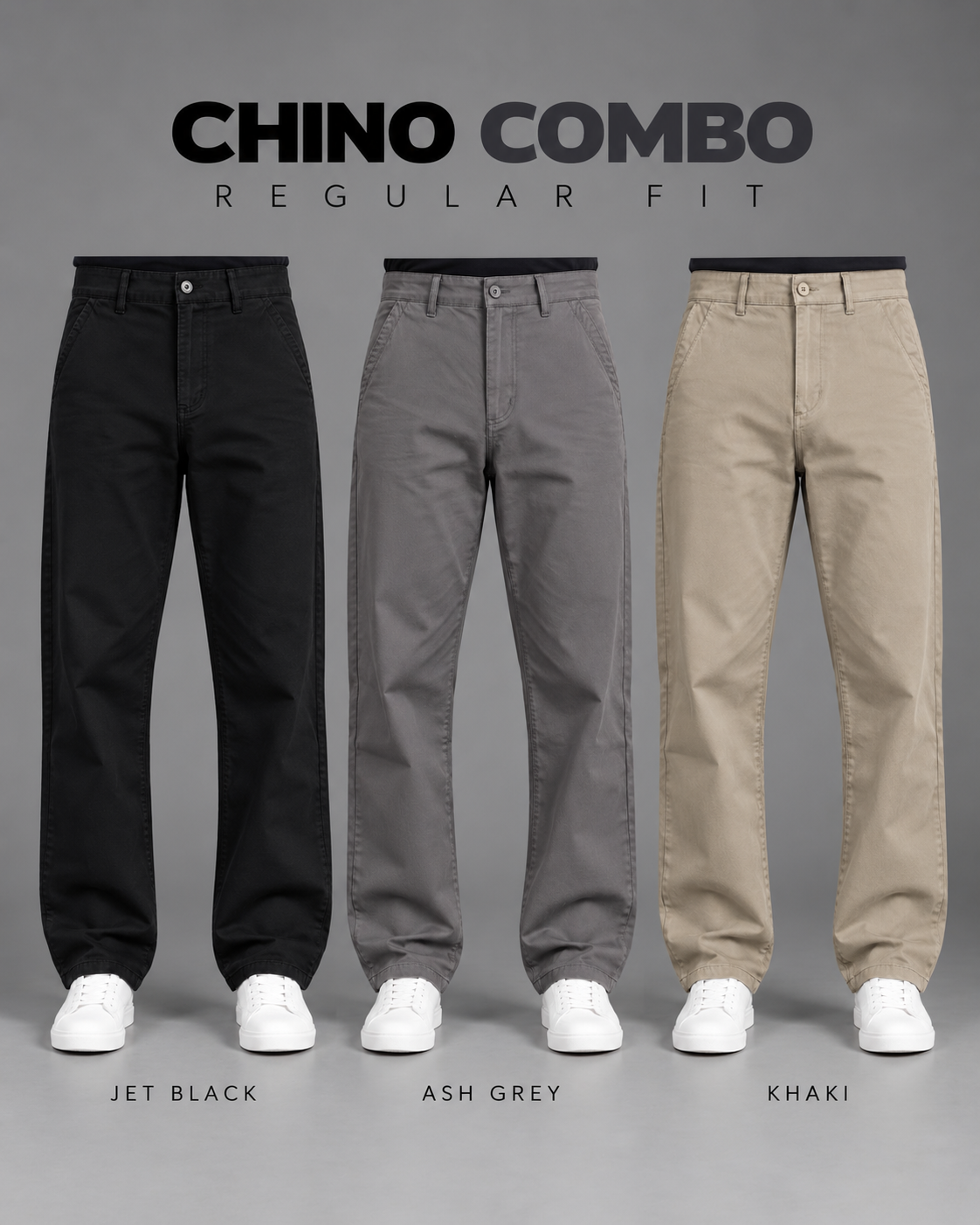 CP31 Premium Regular Straight Fit Chino (Black, Grey & Beige)_img_0