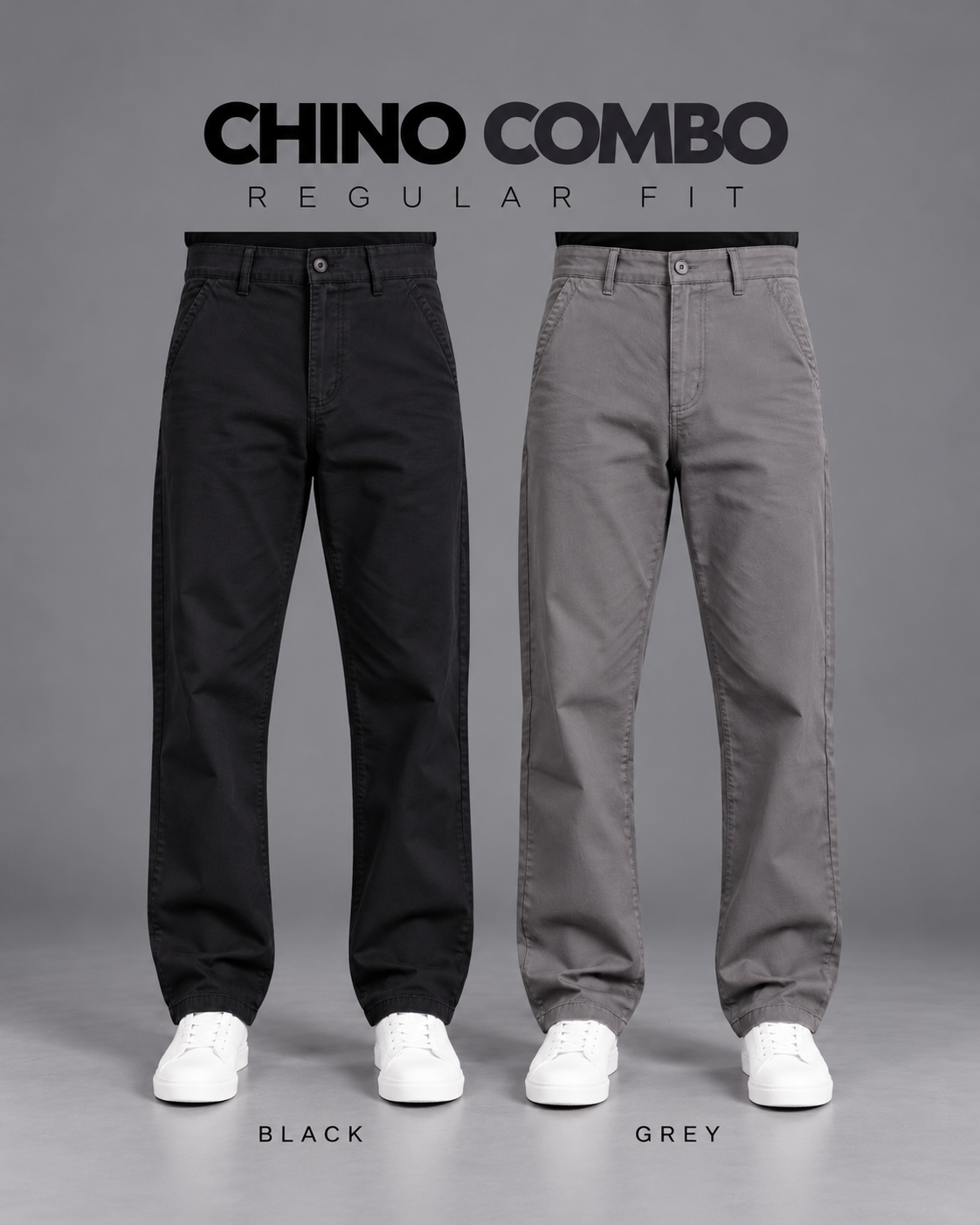 CP23 Premium Regular Straight Fit Chino (Black & Grey)_img_0