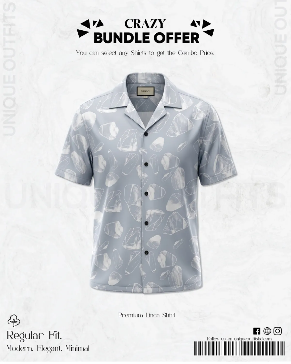 PSH1 Men's Premium China Printed Casual Shirt