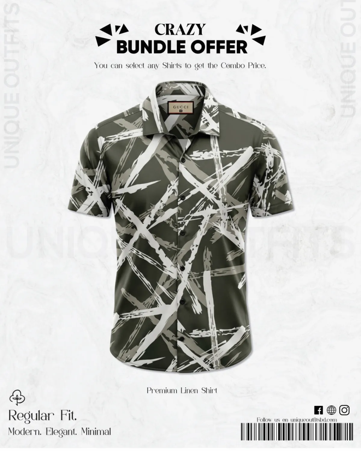 PSH11 Men's Premium China  Printed Casual Shirt