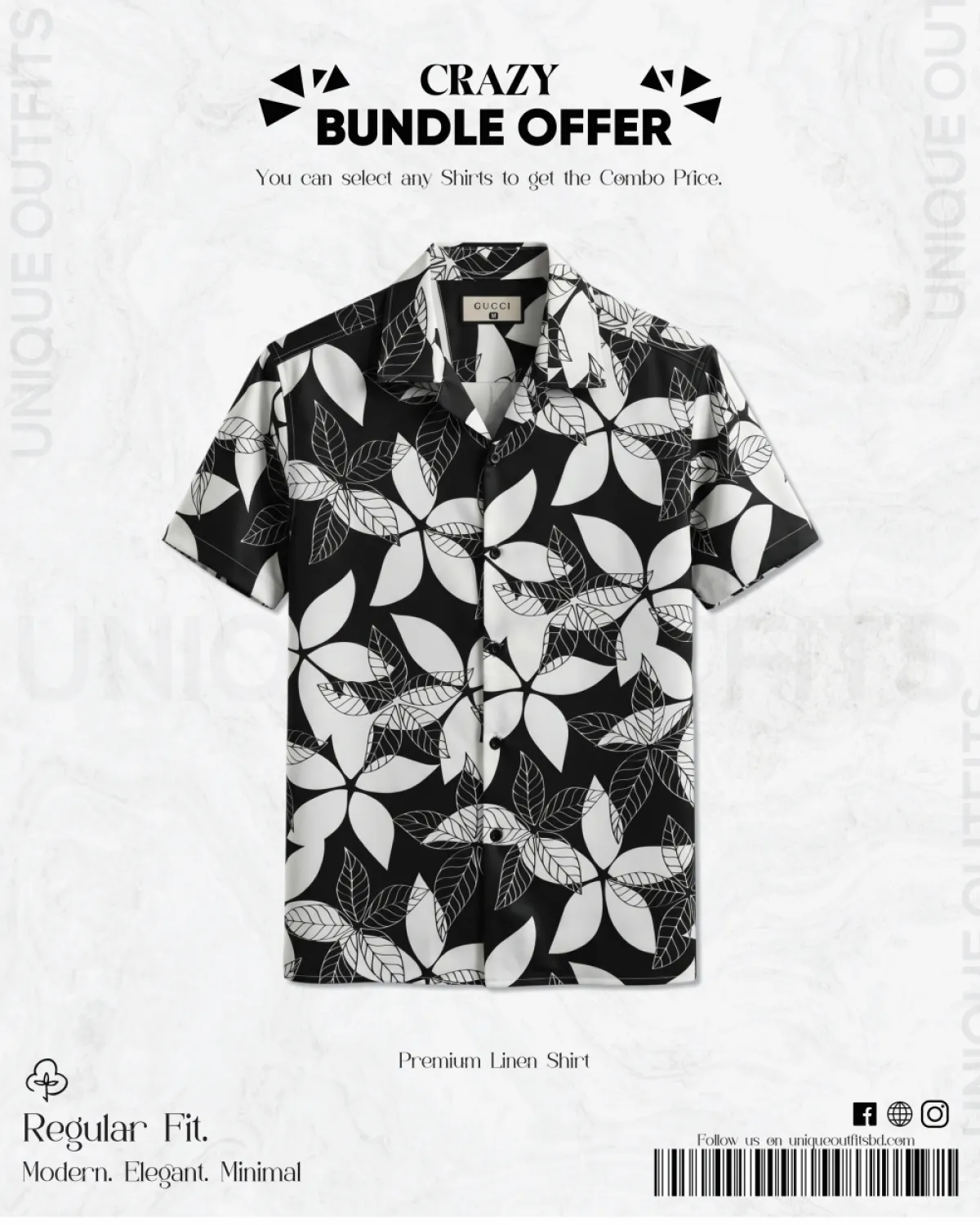 PSH12 Men's Premium China  Printed Casual Shirt