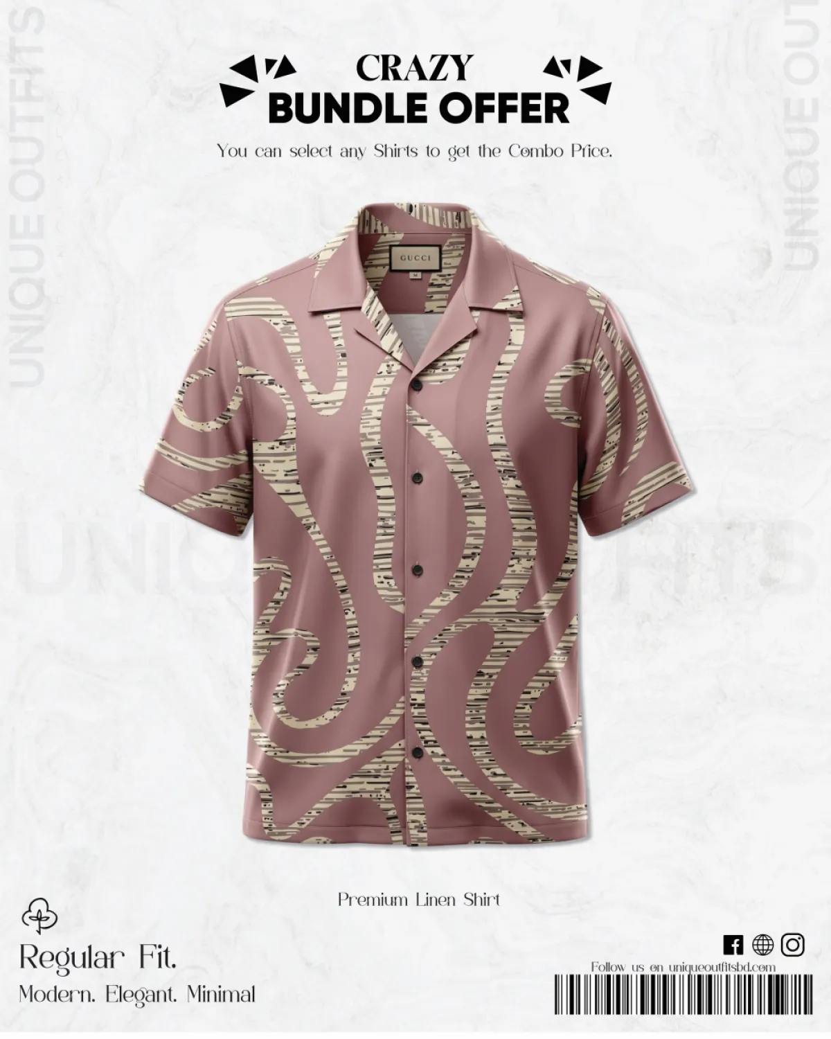 PSH13 Men's Premium China  Printed Casual Shirt