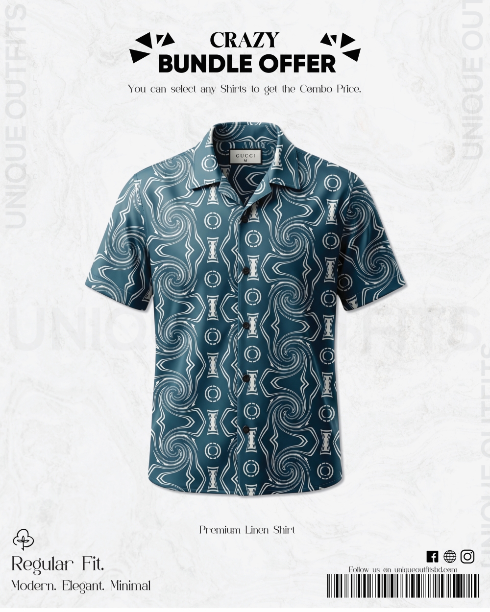 PSH2 Men's Premium China Linen Printed Casual Shirt_img_0