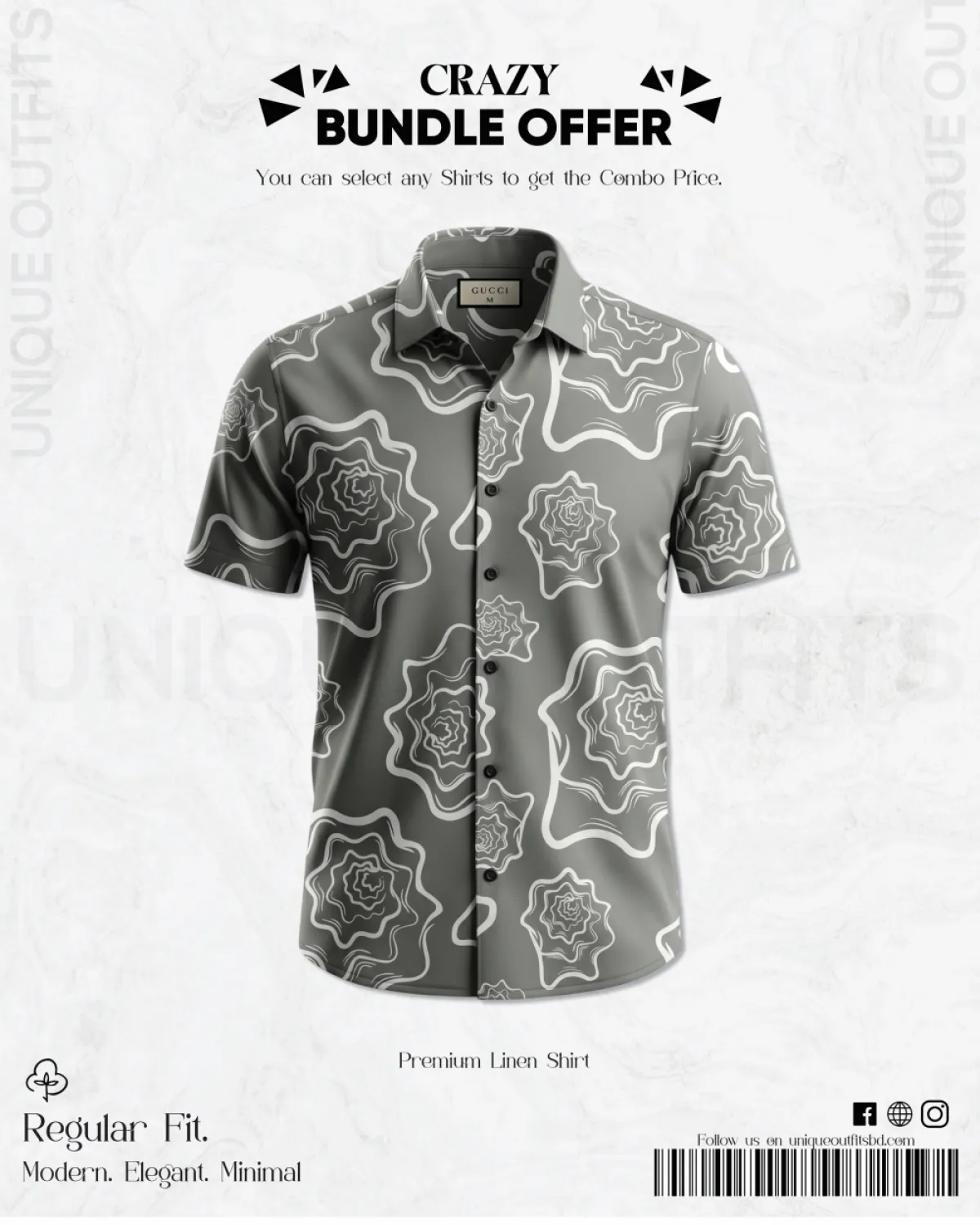 PSH3 Men's Premium China  Printed Casual Shirt