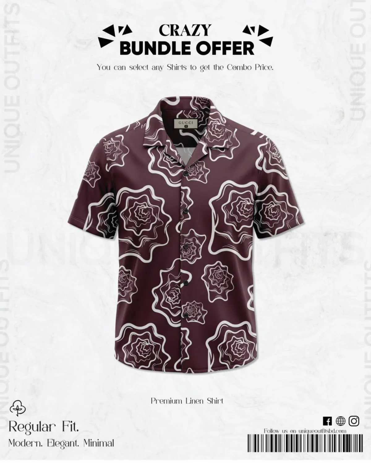 PSH4 Men's Premium China  Printed Casual Shirt