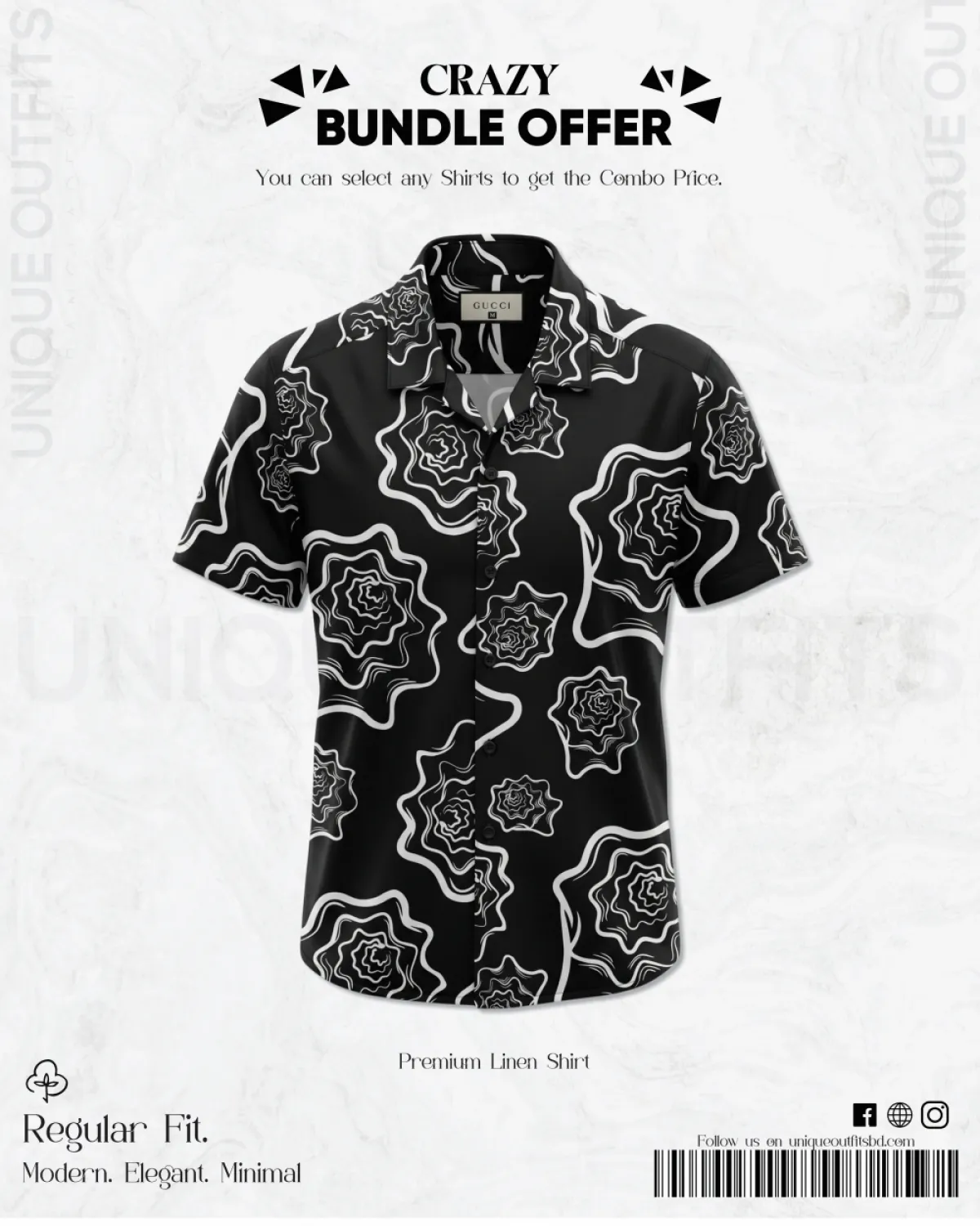 PSH5 Men's Premium China  Printed Casual Shirt