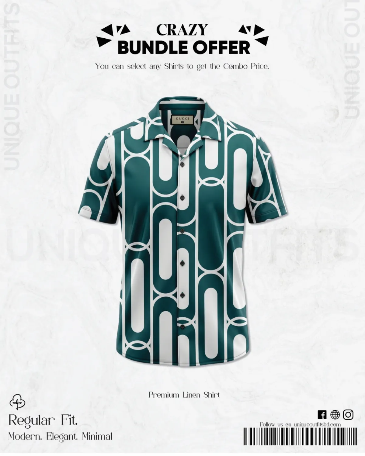 PSH9 Men's Premium China  Printed Casual Shirt