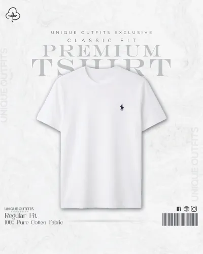 EB01 Classic Fit White RL Embroidery Tshirt_img_1