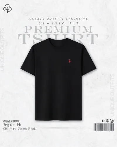 EB02 Classic Fit Black RL Embroidery Tshirt_img_1