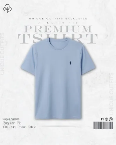 EB07 Classic Fit Sky Blue RL Embroidery Tshirt_img_1
