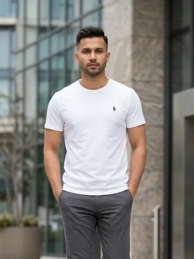 EB01 Classic Fit White RL Embroidery Tshirt_img_0