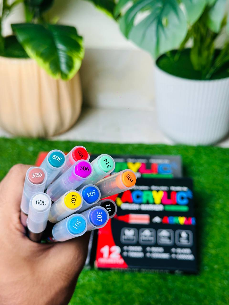 12 Premium Acrylic Brush Pen + One Book (Combo)_img_2
