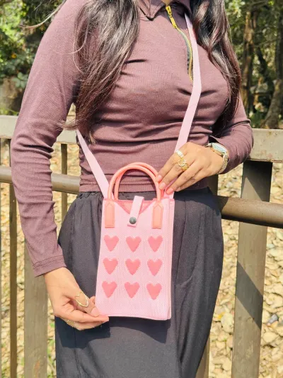 Korean Knit Mobile Bag ( Handle+Strap )_img_1