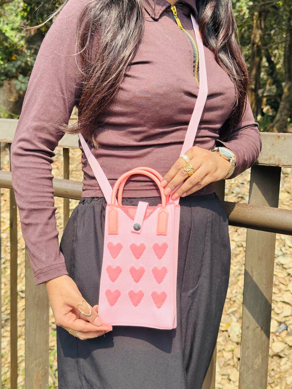 Korean Knit Mobile Bag ( Handle+Strap )_img_1