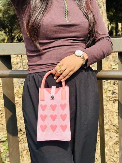 Korean Knit Mobile Bag ( Handle+Strap )_img_3