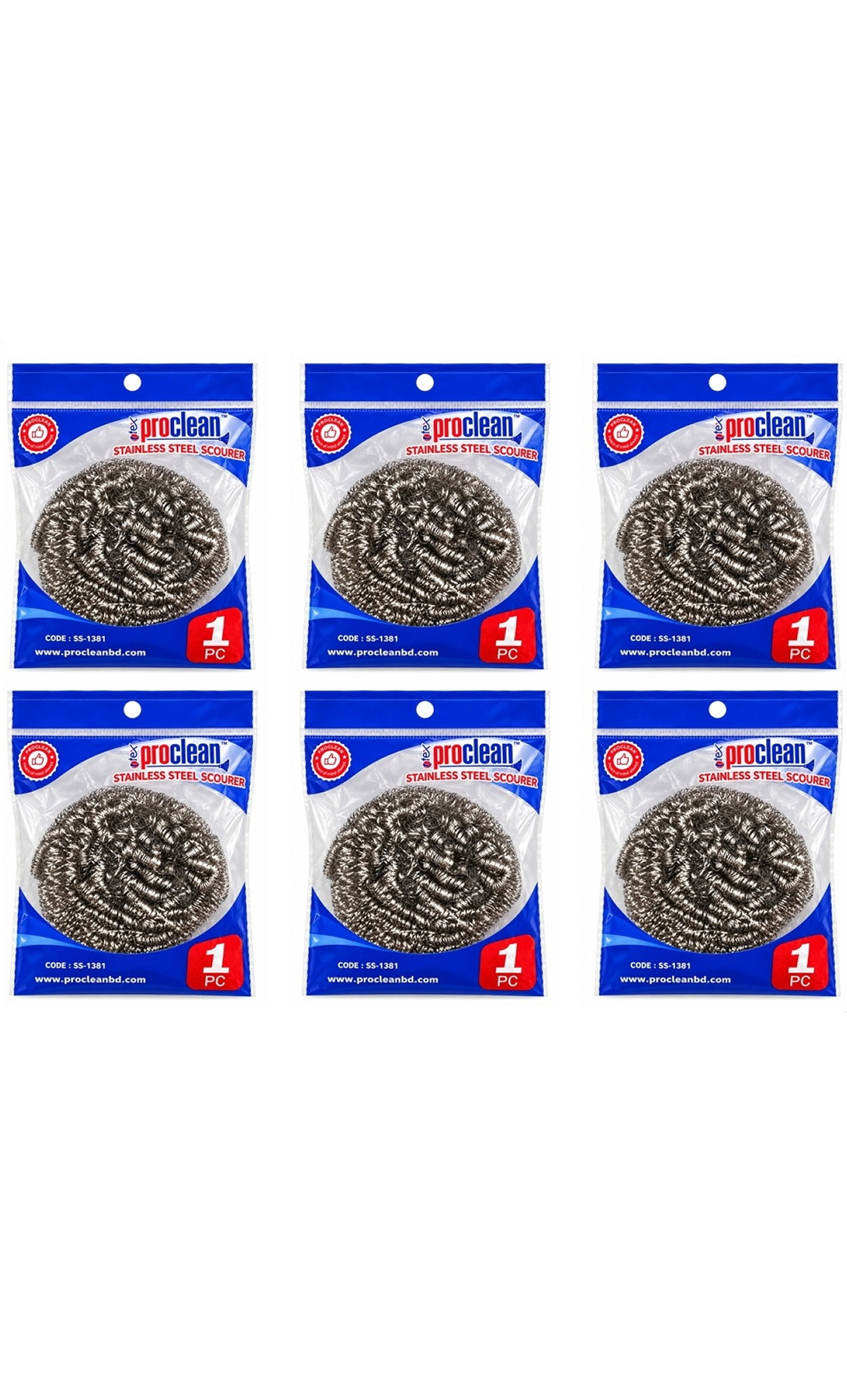 Proclean Stainless Steel Scourer_SS-1381 (6pcs )