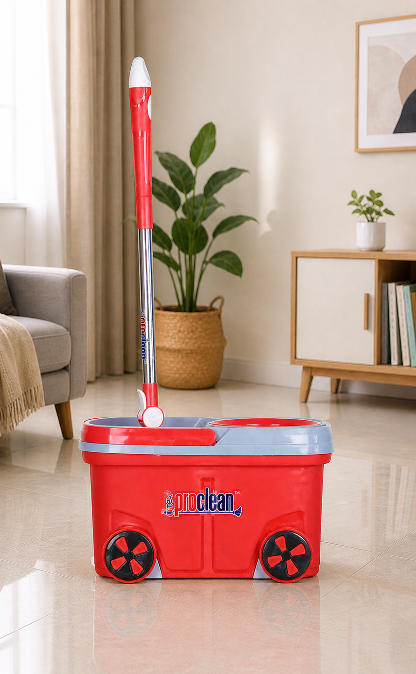 Proclean 8 Wheels SS Mop Head Premium Spin Mop RM-0582_Red_img_0