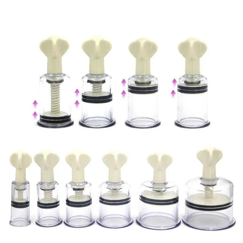 1 Pair Nipple Enlargement Sucker Suction Cupping Vacuum No Pump Body Therapy BDSM Adult Game Sex Toys for Women_img_0