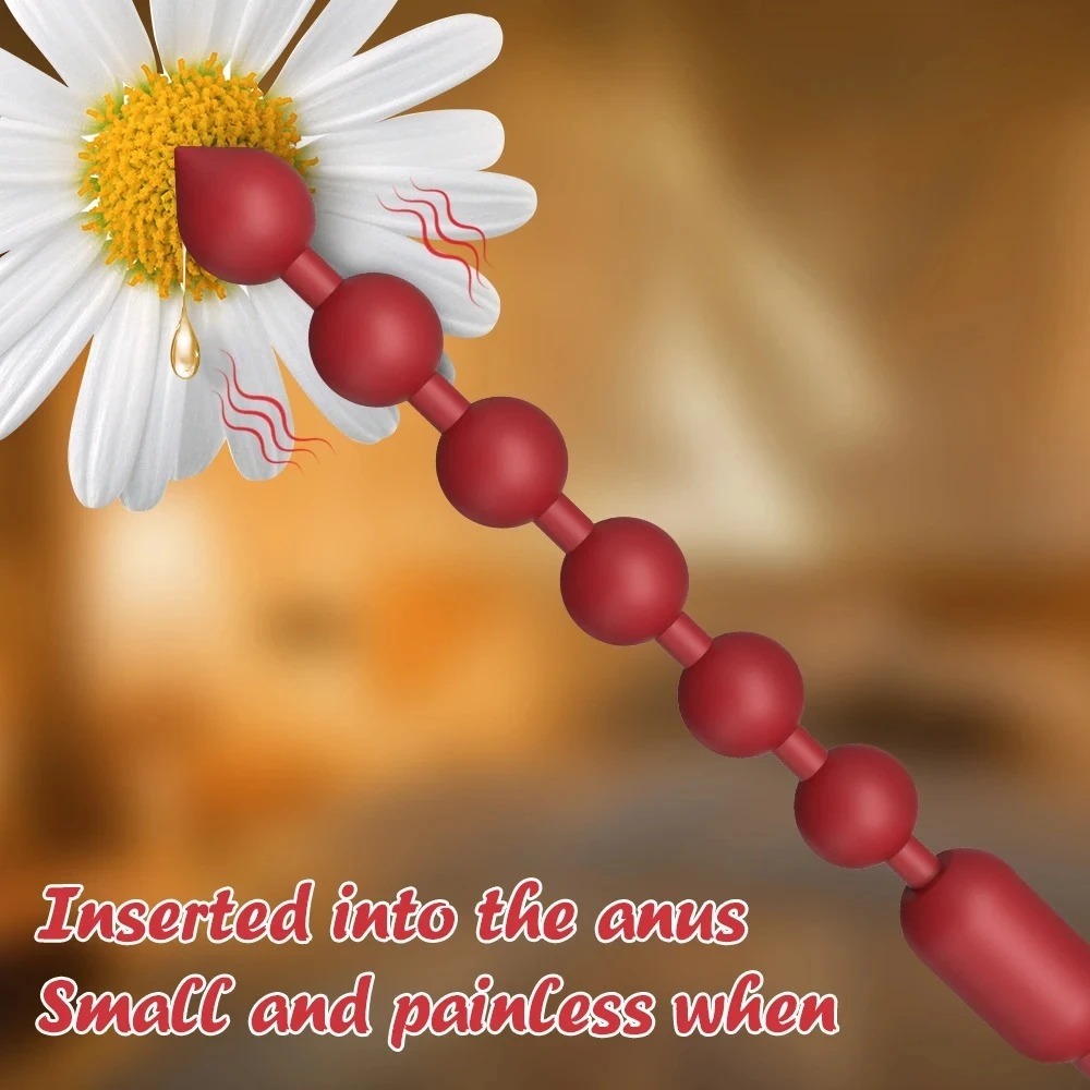 Vibrating Anal Beads Prostate Massager Flexible Silicone Plug Vibrador adult sex toys For Men Women Anal Stimulation_img_4
