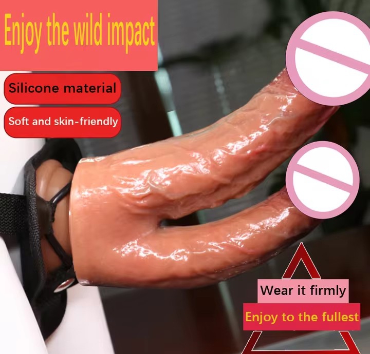 Realistic Double Headed Dildo Couples Penetration Device with Anal Vaginal Stimulation Penile Sucker Big Penis Sex Toy for Women_img_2