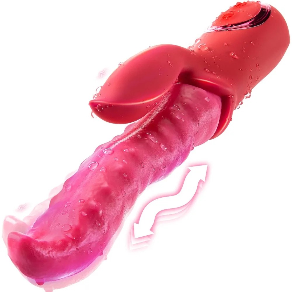 2IN1 Wave Thrusting Dildo for Women Tongue Finger Pressing Clit Stimulation Vibrator Vagina Licking Sex Toys Female Masturbator
