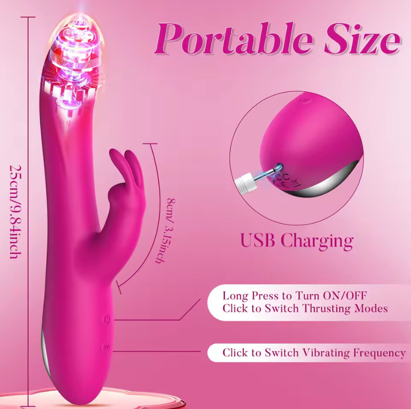 Rabbit Thrusting Vibrator 10 Vibrating Thrusting G Spot Vibrator Anal Dildo with Liquid Silicone Vaginal Massage Adult Sex Toys_img_3