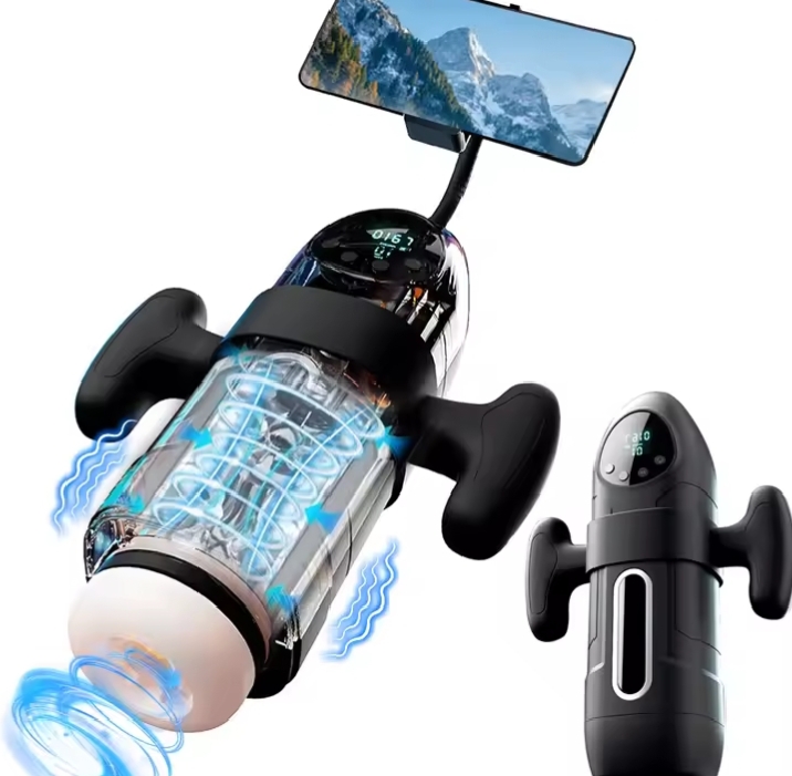 Automatic Thrusting Sucking Masturbator Cup Pocket Pussy Blowjob Sex Machine Heating LCD Display with Handle
